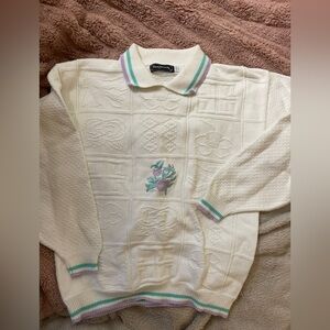 Vintage BonWorth Collared Embroidered Grandma Sweater